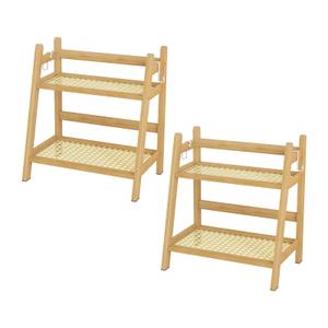 AOSENKO Countertop Coffee Station Organizer2-Tier Bamboo Coffee Bar Organizer with 2 Removable HooksCondiment Storage Caddy for Kitchen (1pc)