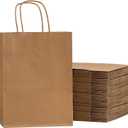 RACETOP Brown Paper Bags with Handles Bulk 100Pcs 8x4.5x10.8 Inch Gift Bags Bulk, Brown Kraft Paper Bags for Retail, Party, Shopping, Favor