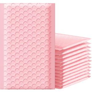 Famagic Bubble Mailers 4x8 Inch 100pcs Light Pink Shipping Bags, Chic Packaging Bags For Small Business, Colored Padded Mailing Envelopes, Opaque Matte Self Seal Bubble Poly Mailers Bulk #000