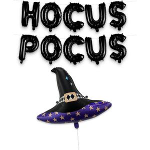 HOUSE OF PARTY Halloween Balloons | 20'' Witch Hat Balloon and Hocus Pocus Foil Balloons Witches Hats Halloween Decor for Hocus Pocus Decorations