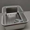 Stainless Steel Sifting Litter Box for Pine Pellets, Sifting Cat Litter Box with Sifter, High Side for Small Cats, Anti-Leakage, Odor Control, Includes Scooper, 17.7" x 13.8" x 11"