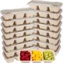 16 Oz disposable 3 compartments Sugarcane Fibers bowls with lid take away food containers Meal Prep Bowls 25 Pack