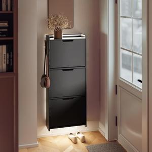 SoBuy Wall Mounted Shoe Cabinet with Motion Sensor LED Light, 19.7"x7.5"x51.6"