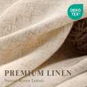 Linen Shower Curtain Beige Cute Black Scalloped Boho Modern Shower Curtains for Bathroom Set, 72" W x 72" L