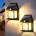 GIGALUMI Solar Wall Lights Outdoor, Dusk to Dawn Motion Sensor Lights Waterproof, 2 Pack Motion Sensor Solar Porch Lights with 3 Modes, for Patio, Garage, Shed (BLACK Shell)