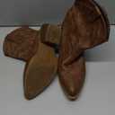 IXU Cowboy Boots for Women Wide Suede Ankle Western Cowgirl Boots Mid Calf Pointed Toe Short Chunky Classic Booties, Size 8