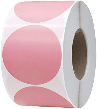 AKOLABEL 2 Inch Circle Thermal Sticker Labels, Pink Self-Adhesive Round Direct Thermal Label for for Business, DIY Design, Name Tags Compatible with MUNBYN Rollo Zebra (750 Labels/Roll)