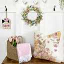 Easter Bunny Throw Pillow Covers 20x20 Inch, Egg Rabbit Floral Spring Cushion Case, Farmhouse Easter Indoor Outdoor Decor for Sofa Couch (Pink)