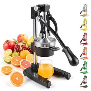 Manual Citrus Juicer, Commercial Grade Cast Iron Orange Juicer, Professional Heavy Duty Juice Press with Removable Strainer, Manual Juice Extractor for Orange Lemon Pomegranate Citrus, Black