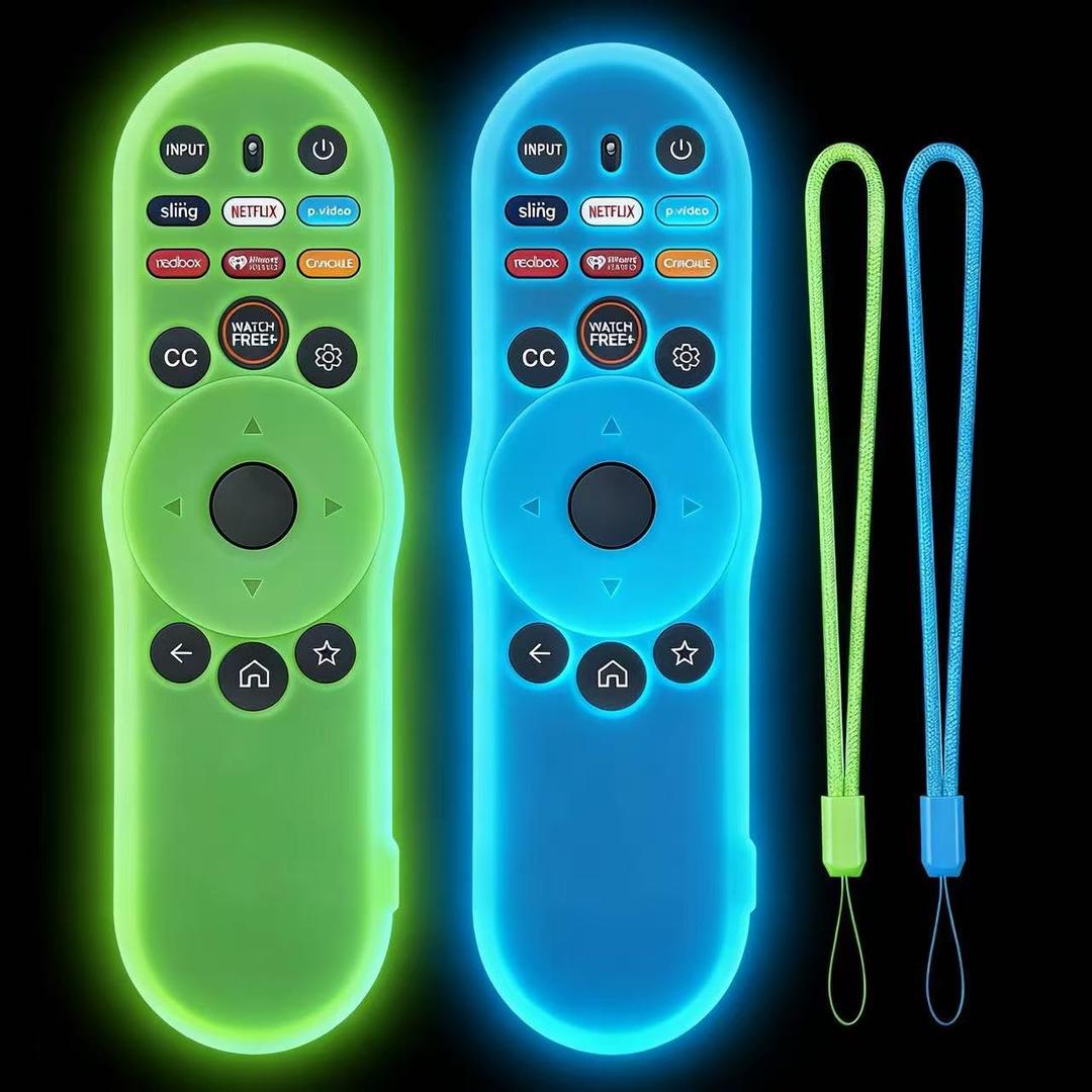 [2Pack] Climberer Cover for VIZIO XRT270,Smart TV Remote Control Replacement Glow in Dark Protective Skin Case - Blue & Green (XRT270)