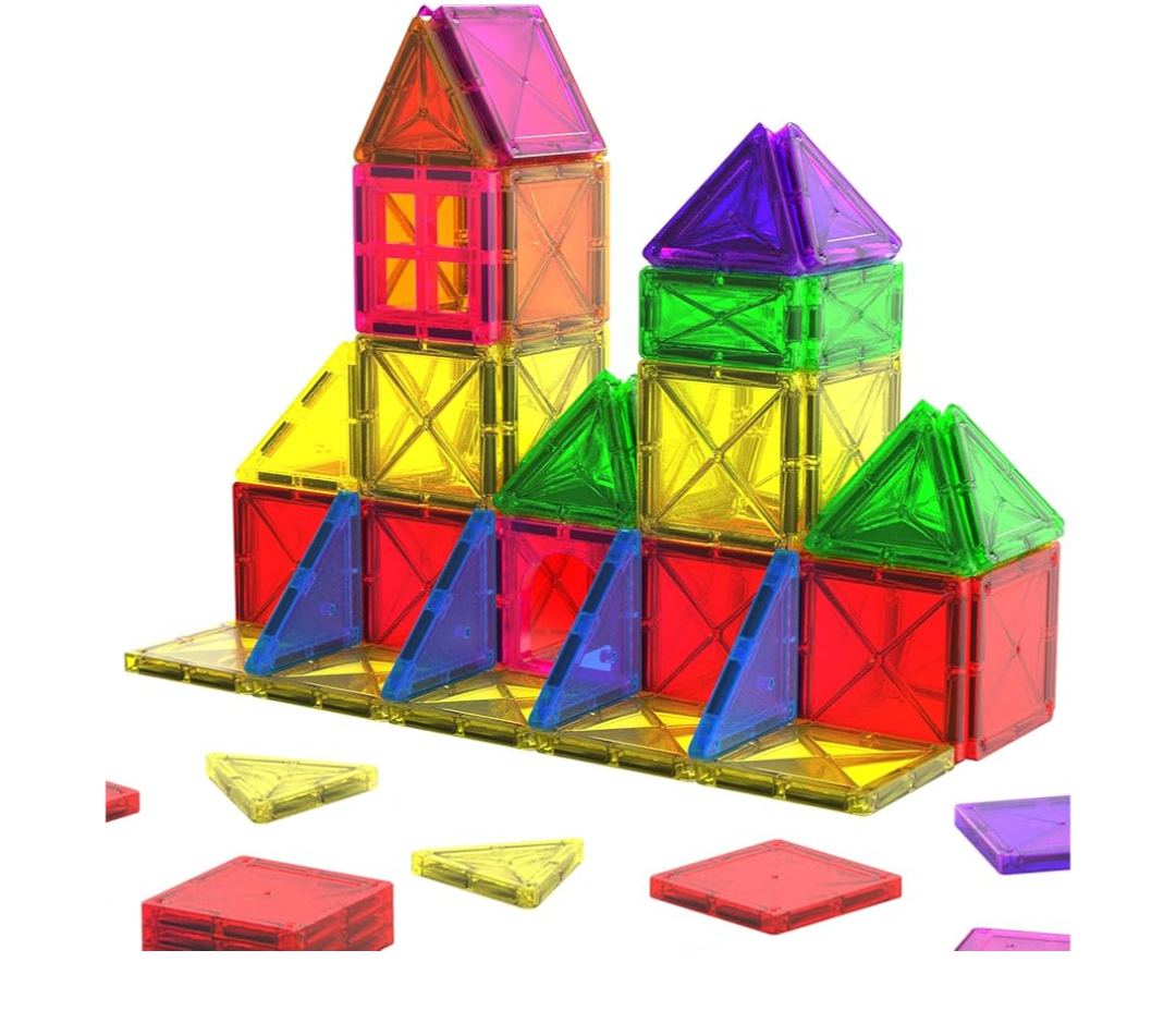 Crenova Magnetic Tiles Toddler Magnet Toys, Mini Magnetic Building Blocks for Kids Ages 3+ Travel Set, Educational Toy for Boys Girls Sensory Play Preschool Learning Classroom Must Haves