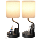 Bedside Lamps for Bedroom Set of 2 - Table Desk Lamp for Nightstand
15" Table Lamp for Living Room with Pen Holder & Phone Stand, USB A+C Port, AC Outlet, 3 Color Temperature, LED Bulb Included