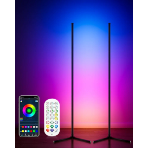LED Corner Floor Lamp 2 Pack, 65" Tall Smart RGB Floor Lamp with APP and Remote Control, Ambient Lighting Color Changing Standing Lamps with Music Sync and Timing for Living Room, Bedroom, Gaming Room