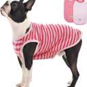 FUAMEY 2 Pack Dog T-Shirts for Large Dogs,Puppy Lightweight & Breathable Sleeveless Shirts Soft Dog Tee Pet Vest T Outfit Dogs Striped Tank Tops Pink XXL