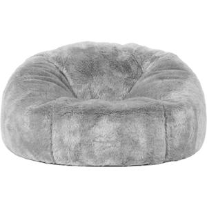 (No Filler) 6FT Giant Bean Bag Chair Cover Soft Faux RH Fur Sofa Bed Washable Bean Bag Couch Cover for Adult and Kids with Liner (Light Gray)