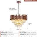 Modern Crystal Chandeliers 4-Tier K9 20" Round Coffee and Gold Crystal Chandelier Light Fixture 7 Lights Hanging Pendant Ceiling Light Fixture for Dining Room Living Room Entryway Foyer