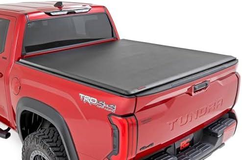 Rough Country Soft Roll-Up Truck Bed Cover for Toyota Tundra (2022-2025) - Fits 5'7 Bed, Weather-Resistant Tonneau Bed Cover
