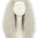 VGbeaty Old Women Long Curly Fluffy Dirty Silver Grey Witch Halloween Cosplay Party Wig