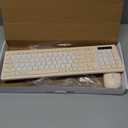 Silent Wireless Keyboard and Mouse Combo, Full-Sized Wireless Keyboard and Adjustable DPI Mouse, 2.4GHz USB Receiver, Keyboard and Mouse for PC, Windows, MAC, Desktop, Laptop(Latte-Color B)