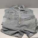 Molilove Women's Denim 2 Piece Outfits Button Down Crop Jacket and Shorts Set Summer Sexy Jeans Tracksuits, XXL