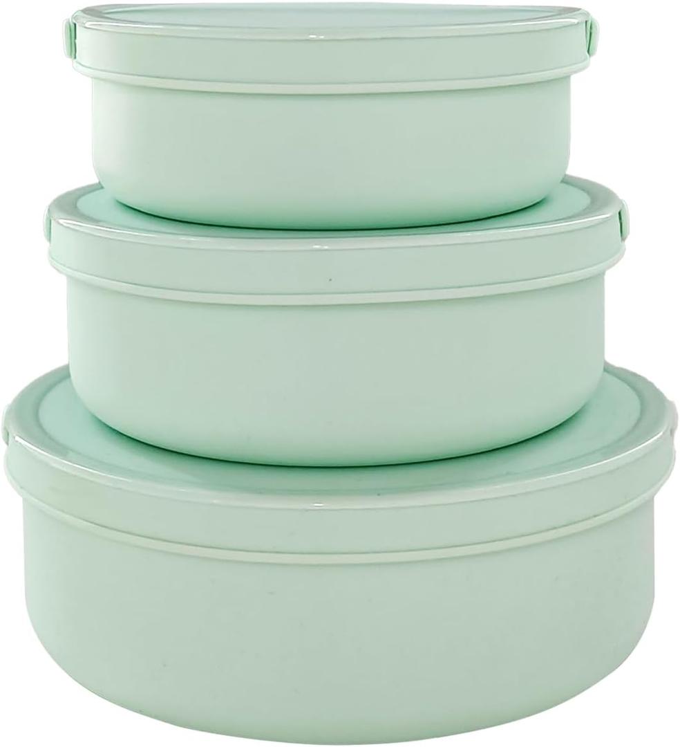 Silicone Food Storage Containers Bowl, Set of 3 Reusable Silicone Bento Lunch Box Containers with Lids (17oz, 25oz, 42oz) Dishwasher, Microwave and Freezer Safe Mint Green