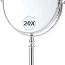 MIYADIVA Magnifying Mirror 20x, Double Sided 1X & 20X Magnifying Mirror on Stand, Large Tabletop Magnified Vanity Mirror, Magnified Mirrors with 360° Rotation for Bathroom or Bedroom,8 Inches
