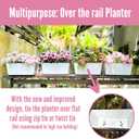 LaLaGreen Rail Planter (16 Inch, 4 Pack) Rectangular Metal Metal Hanging Flower Pots Railing Fence Balcony Gardening for Apartment Patio Planters Garden Style Iron Outdoor Deck Decoration Porch Decor