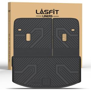 LASFIT Cargo Mat and Backrest Mat for Mazda CX-90 / CX 90 PHEV 2024 2025 2026 7&8 Seats(Not for 6 Seats) TPE Custom Fit All Weather Trunk Liner Waterproof CX90/CX90 PHEV Cargo Tray Accessories, Black