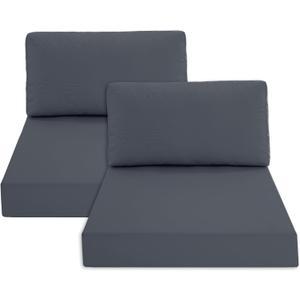 Outdoor Chair Cushions for Patio Furniture with Waterproof Detachable Cover, Deep Seat Couch Cushion Replacement and Backrest Pillow for Sectional Sofa, 25.6 x 25.6 Inch, Dark Grey, Set of 2