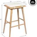 JONATHAN Y Peroni Saddle Backless Bar Stool, 30.5", Light Birch/Cream