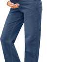 Women's Maternity Jeans Straight Leg Cropped Relaxed Fit Over Belly Comfortable Denim Pants Pregnancy XXL