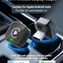 Ticarve 2-in-1 Wireless Apple CarPlay & Android Auto Adapter, Plug & Play CarPlay Wired to Wireless Adapter, Stable Auto-Connect, No Latency, iOS 10+ & Android 11+, USB/USB-C Extension Cable (Black)