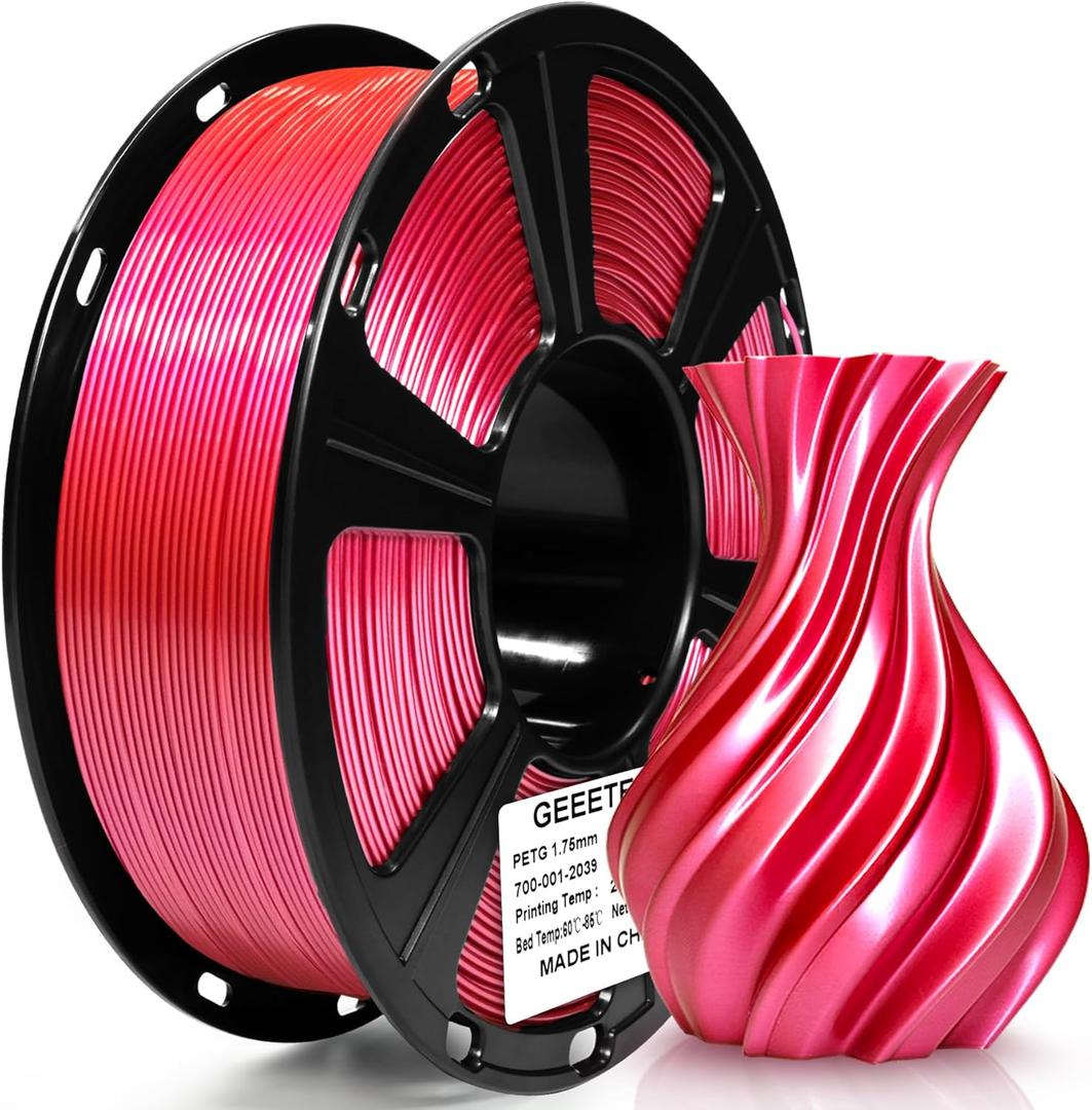 Geeetech PETG Filament 1.75mm Metallic Pink, Upgraded High-Strength 3D Printer Filament, Metallic Shimmer, Glossy Finish, 0.02mm Precision-1kg Spool (2.2 lbs) for Most FDM Printers