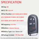 MechanMagic Smart Key Fob Remote Replacement Fits for Jeep Cherokee 2014 2015 2016 2017 2018 2019 2020 2021 2022 GQ4-54T Keyless Entry Remote Start Control 68141580 433 MHz 5 Buttons