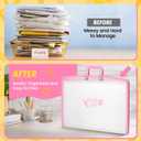 11x17 Kids Art Portfolio - Accordian File Organizer with 13 Pockets, Art Portfolio for Kids with Handle and Zipper Closure - Oxford Cloth, Frosted Translucent Artwork Folder for Children - Pink
