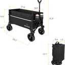 ROSONG Collapsible Wagon Cart with Wheels Foldable - Folding Utility Heavy Duty Wagons Carts for Grocery Sports Garden Shopping Camping Wheelbarrows (Black, 120L)