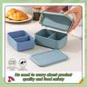 Layhit 2 Pcs Silicone Bento Box for Adults, 27 oz Bento Lunch Container Reusable 2 Compartment Lunchable Food Container for Women Men, Leak Proof Microwave Dishwasher Freezer Safe (Gray Blue,Green)