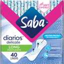SABA Diarios Long Delicate Pantiliners, Unscented, Breathable & Comfortable for Everyday Freshness, 4-Pack of 40 Pads (160 Count)