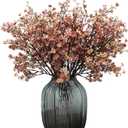 AKY-Global Babys Breath Silk Artificial Flowers 6 Bundle European Fake Flowers Decor Wedding Party Fall Stems Decoration Bouquets DIY Home Garden, Farmhouse, Living Room Decor (Beige Brown-6pcs)