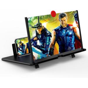 12" Screen Magnifier for Cell Phone, Mobile Phone 3D HD Magnifying Projector Screen Enlarger for Movies, Videos and Gaming, Foldable Phone Stand with Screen Amplifier,Compatible with All Phones