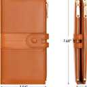 2 x Slim Wallets for Women PU Leather Card Holder Wallet Large Capacity Bifold Clutch Wallet with Double Zipper Pocket (Orange)
