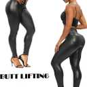 FITTOO Faux Leather Leggings for Women Fleece Lined Pleather Pants with Pockets (XXL)