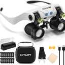 COYLAPY Magnifying Glasses for Close Work, Jewelers Magnifying Glasses with Light & 7 Interchangeable Lens Pairs(3X 5X 6X 7X 10X 13X 16X), Headband Loupe Magnifier for Watch Repair, w/Case