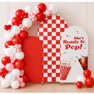 3Pcs She's Ready to Pop Arch Backdrop Cover Adaptable for 4ft 5ft 6ft for Soda Drink Themed Baby Shower Party Gender Reveal Birthday Party Banquet Photo Arches Background Decorations