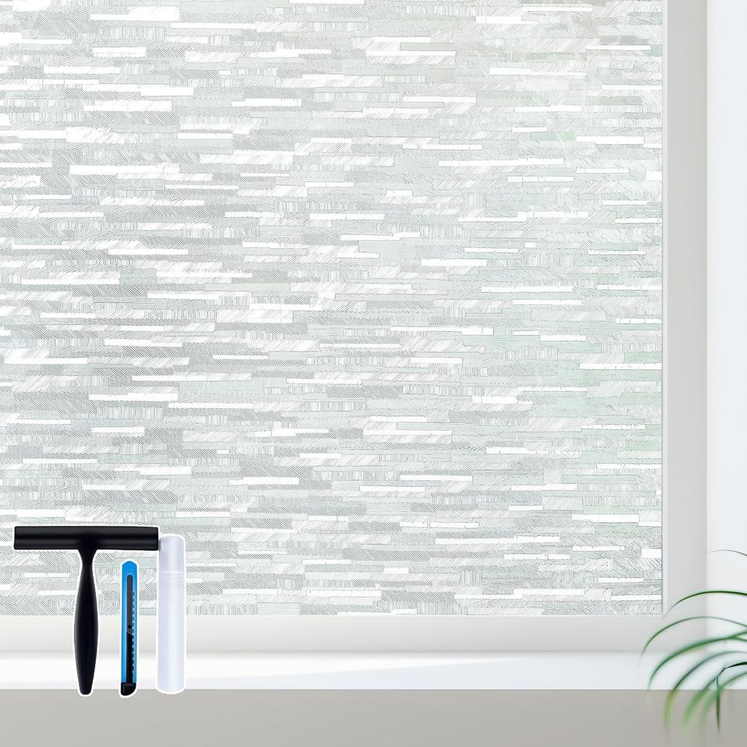 Volcanics Window Privacy Film with Installation Tools, Frosted Glass Window Film, Removable Window Clings for Home Office, Static Cling Opaque Window Stickers, UV Blocking 23.6 x 78.7 Inches