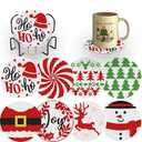 Denylo pro 5 Pcs Christmas Diamond Art Coasters Kits with Holder DIY Christmas Diamond Art Coaster for Adults