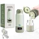 Portable Milk Warmer for Travel 17oz, 45W Fast Charge, Long Battery Life, 316 Stainless Steel, LED Display, Fast Heating, Precise Temp Control, Leak-Proof, Cordless Baby Milk Warmer for on The go