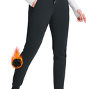 SEVEGO Women Tall Inseam Fleece Lined Joggers Water Resistant Hiking Pants with Zipper Pockets Size L/38