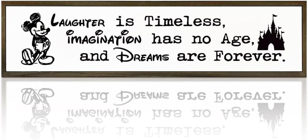 Inspirational Wooden Sign, Hanging Framed Wood Signs, Decorative Wooden Box Sign, Rustic Tabletop Decor, Motivational Home Office Classroom Decor, I Work So We can Go to Disney Signs, 17.8x4x1.2 inches