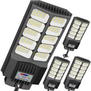 Solar Street Light, Dusk-to-Dawn Waterproof LED Solar Street Lights Outdoor with Pole Mount,9000W IP67,7000K, High Lumen Outdoor Lighting for Driveway, Farm, Street & Parking